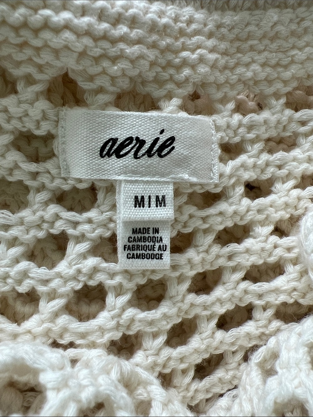 Aerie Women's Crochet Cover Up Mini Dress in Cream Size Medium - Picture 8 of 9